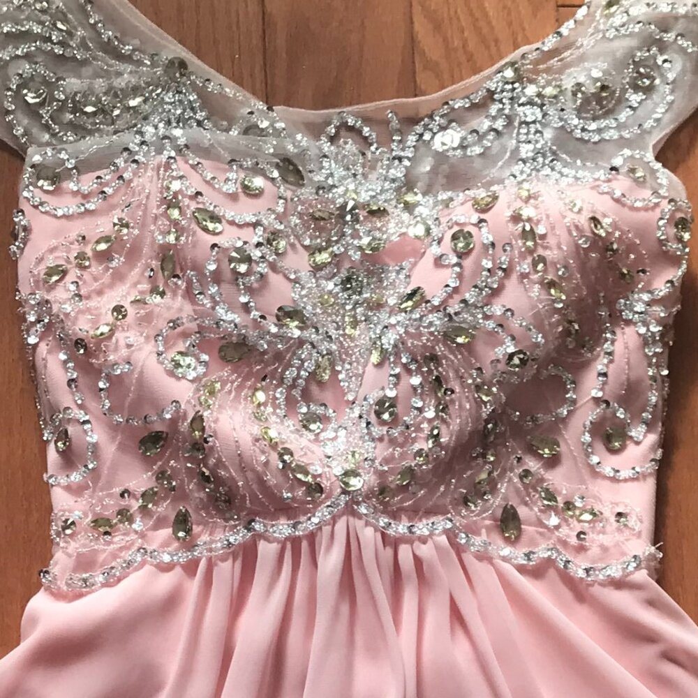 POLY USA:  SPECIAL OCCASION PINK DRESS WITH  BEADING SIZE XS - Picture 4 of 4